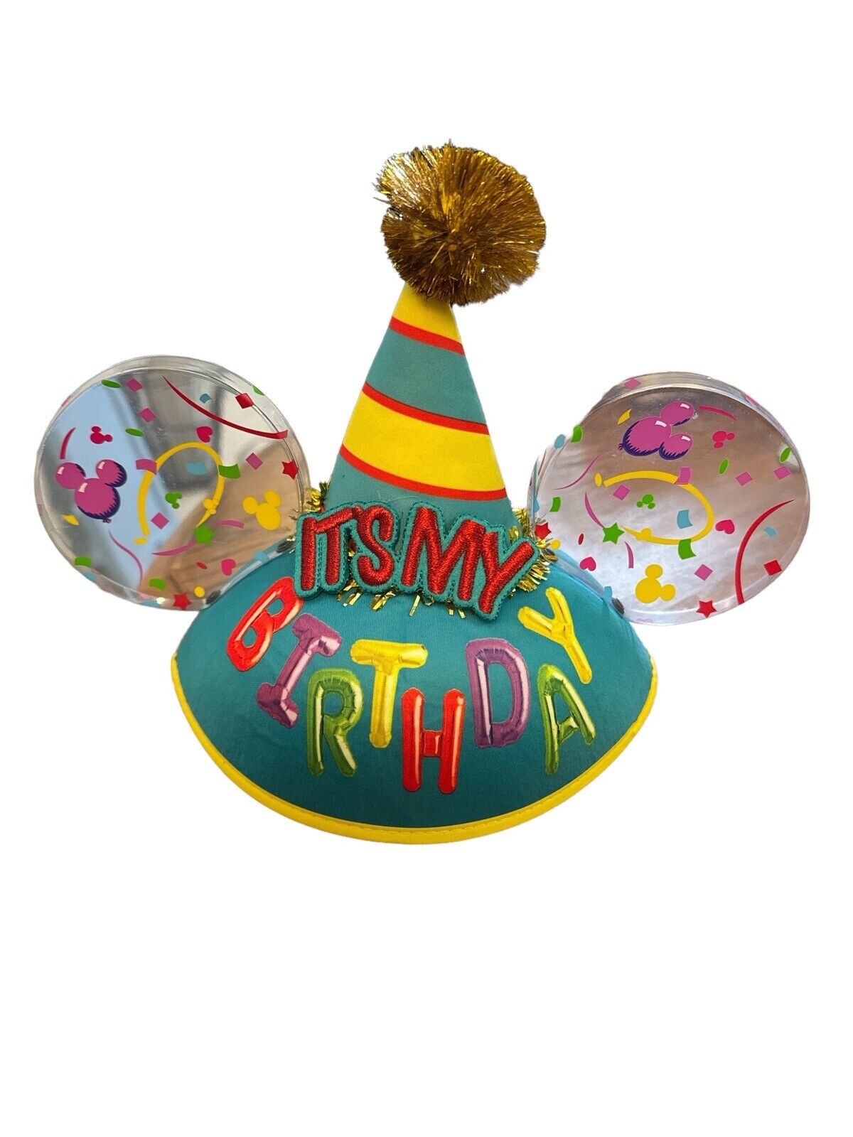 Disney Parks It’s My Birthday Mickey Mouse Ears Confetti Pom Pom Hat Youth
