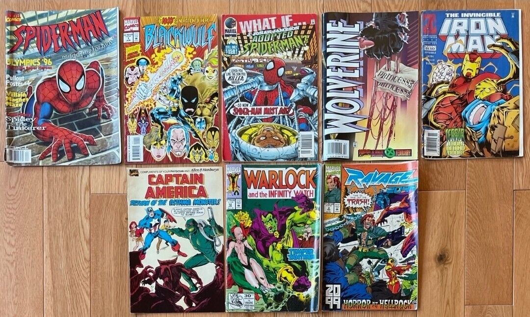 Lot Of 12 Vintage Marvel Comics & DC, Spiderman Iron Man Batman Turok