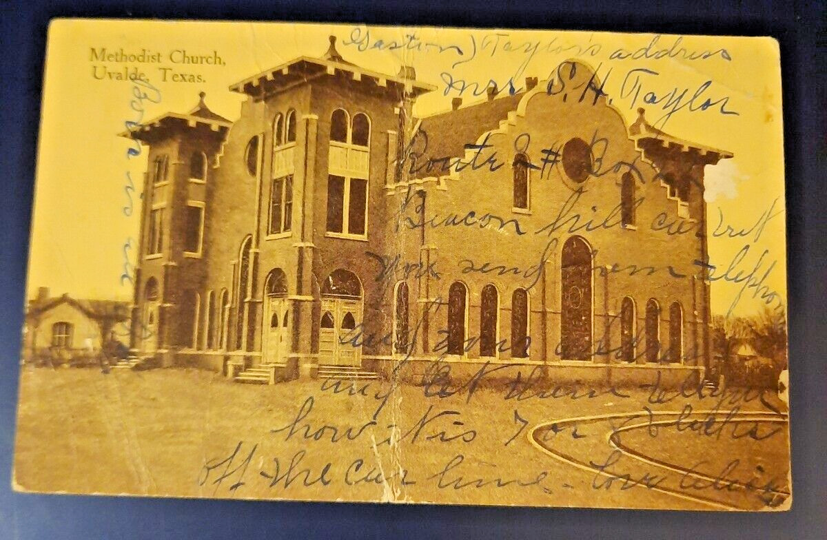 Antique Postcard early 1922 Uvalde Texas Methodist Church Post marked Uvalde