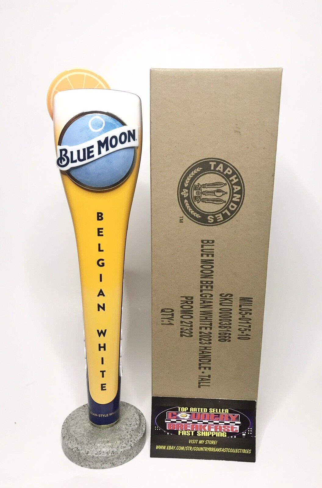 Blue Moon Belgian White Logo  Beer Tap Handle 11.5” Tall - Brand New In Box