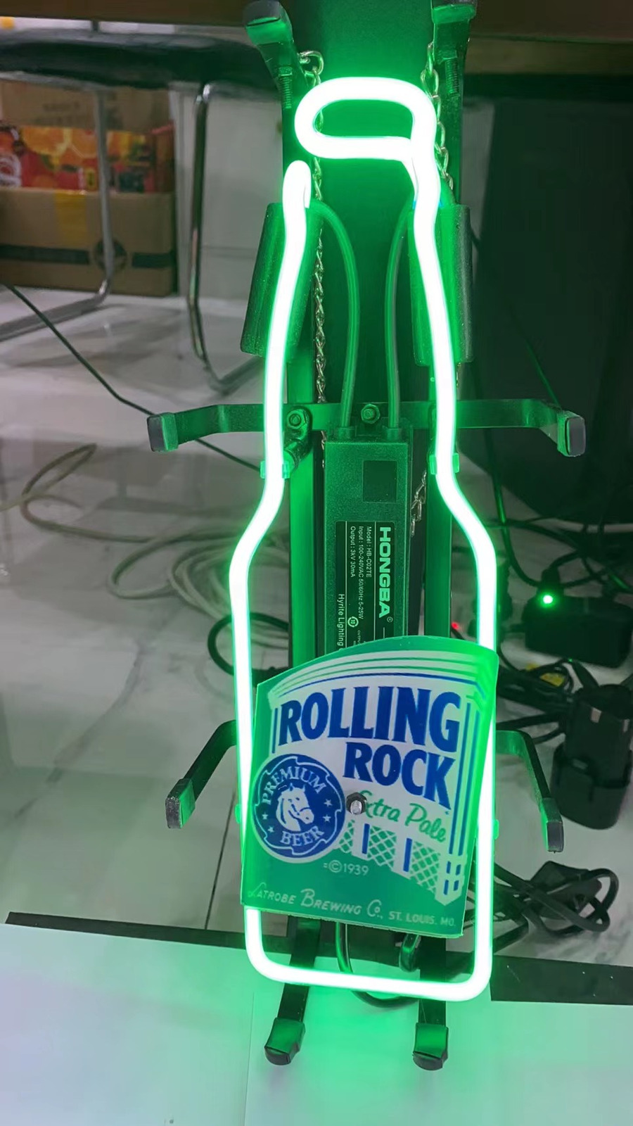 Rolling Rock Bottle Beer Bar Club Real Glass NEON Light Sign Wall Decor 13x5\