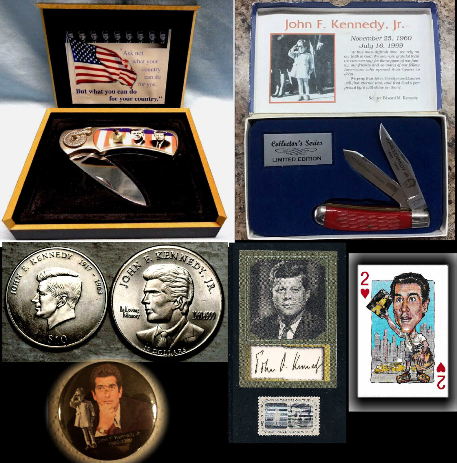 President John JFK Kennedy Sr & George's Jr Various Collectibles Knives, Coins