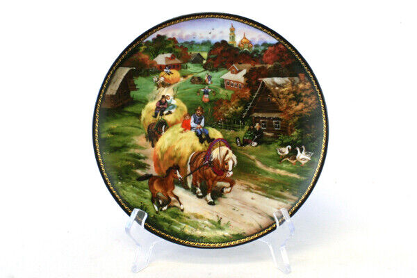 Russian Byliny Porcelain Plate Bringing Home the Harvest Village Life Collection