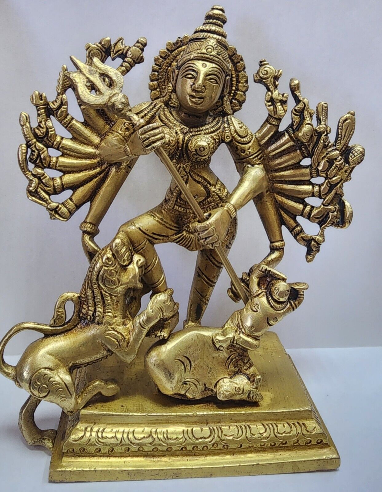 Brass 7 inches  Mahishasur Mardini  Statue Hindu Goddess Usa  Fast Ship