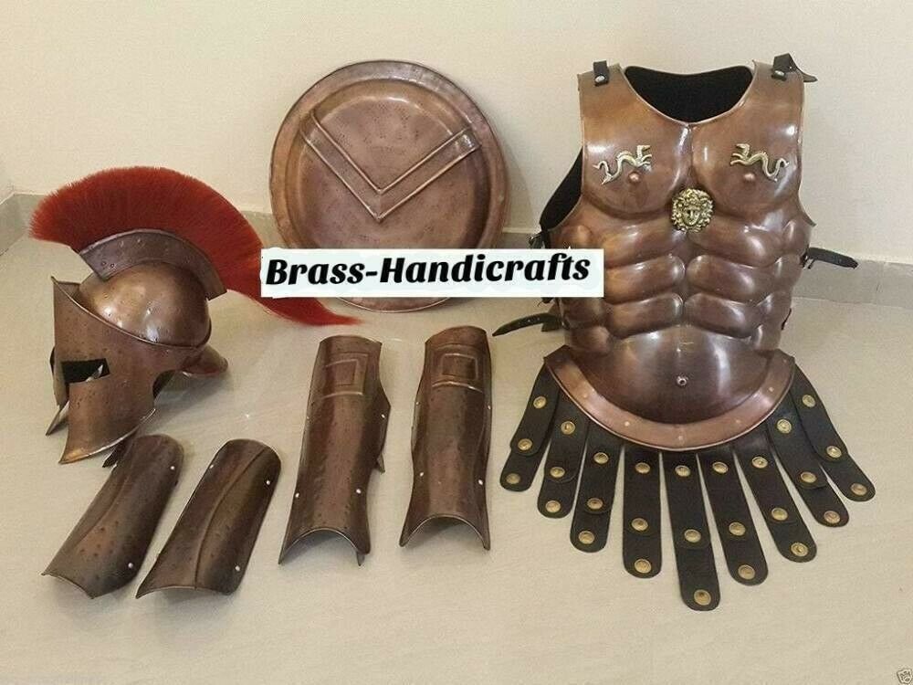 300 Medieval King Roman Spartan Helmet With Muscle Jacket War Armor Shield Suit