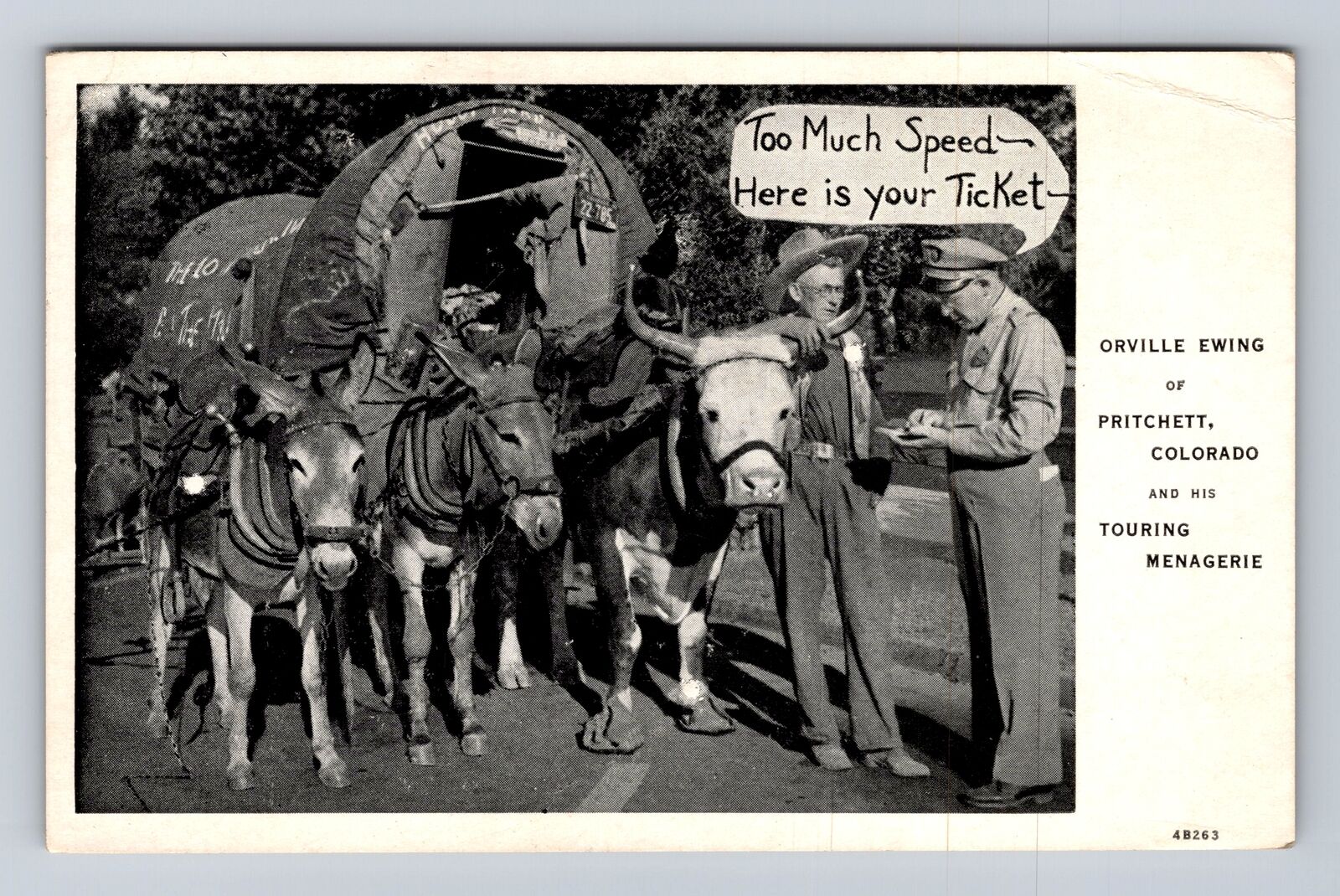 Pritchett CO-Colorado, Orville Ewing & Touring Menagerie, Vintage Postcard