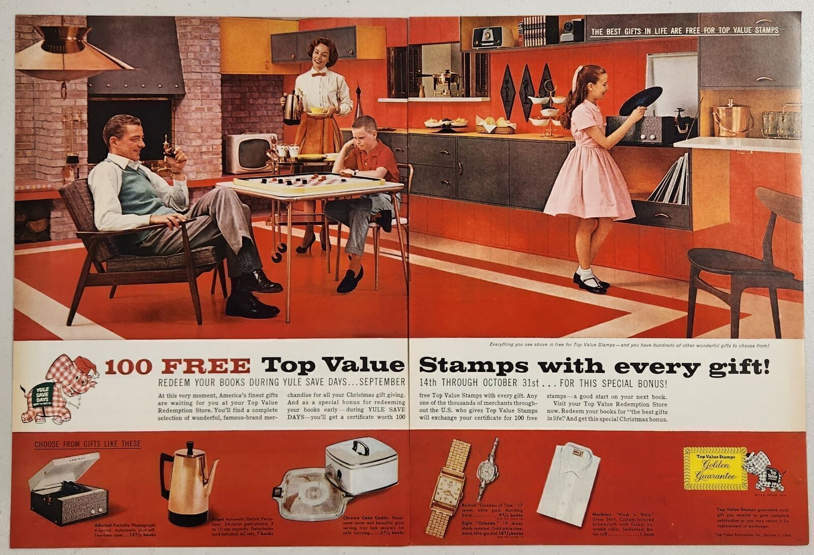 1959 Print Ad Top Value Stamps Redemption Store Family Enjoys Redeemed Gifts