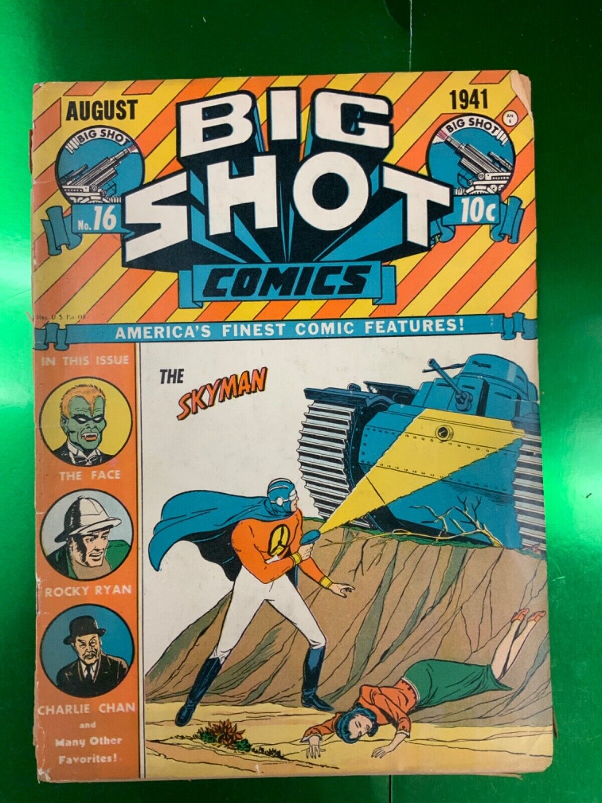 BIG SHOT Comics No. 16 AUGUST 1941 WW2 FACE - CLOAK - SPYMAN - CHARLIE CHAN   .5