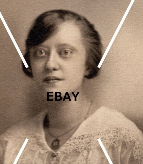 C 1904-1920s RPPC Postcard Bug Eyed Woman Cameo Lace Dress Cyko