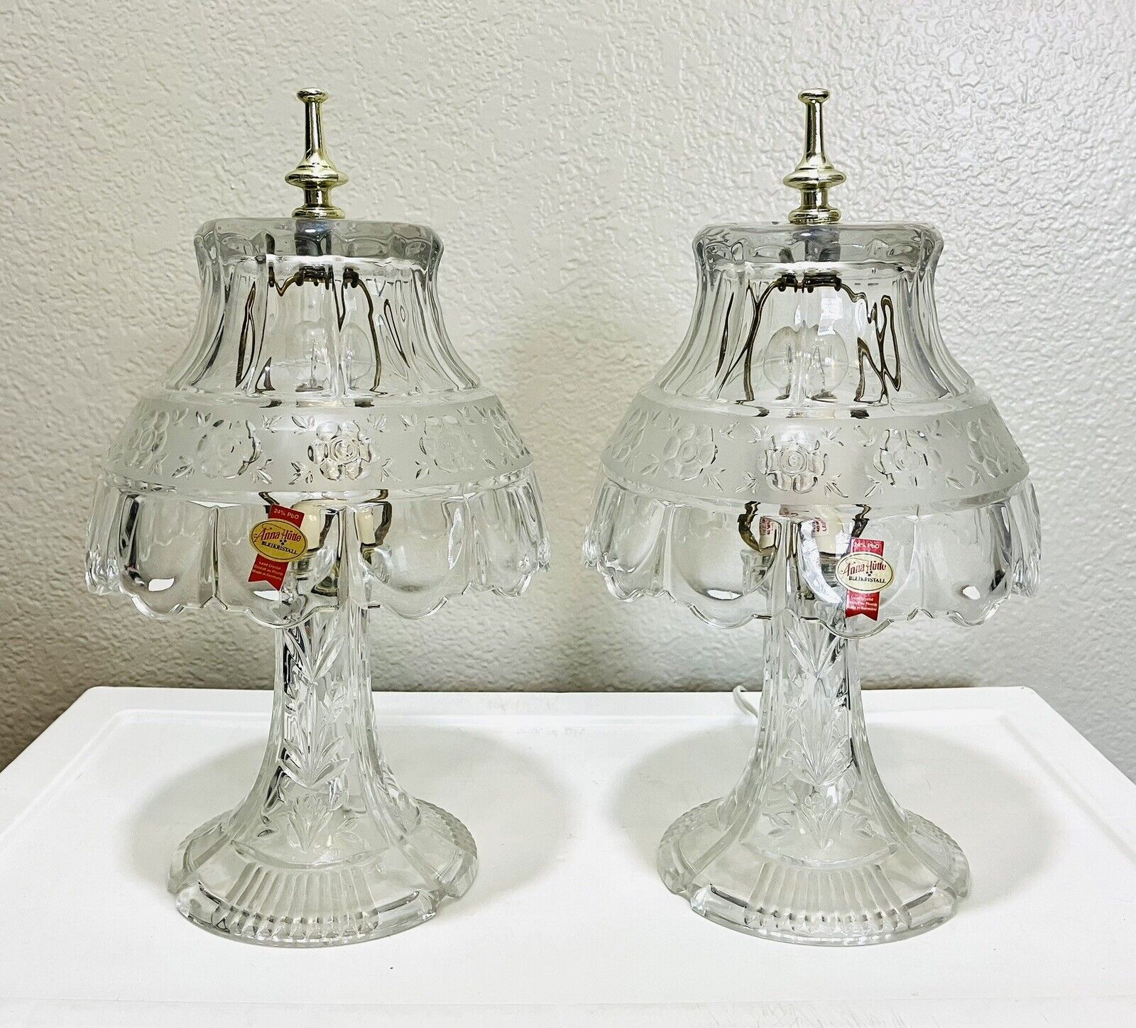 Vintage Anna Hutte Bleikristal Lead Crystal Table Lamps