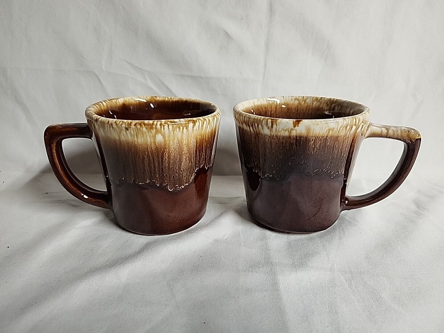 McCoy Brown Drip Glaze Coffee Mugs Cups Pottery USA Set of 2 Vintage