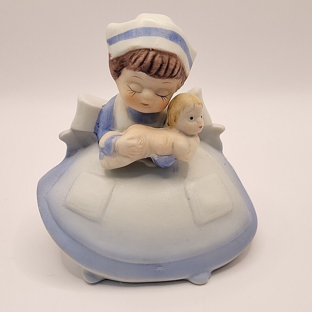 Vintage 1950's Ceramic Maternity Ward Nurse w/ Baby Figure Made Japan