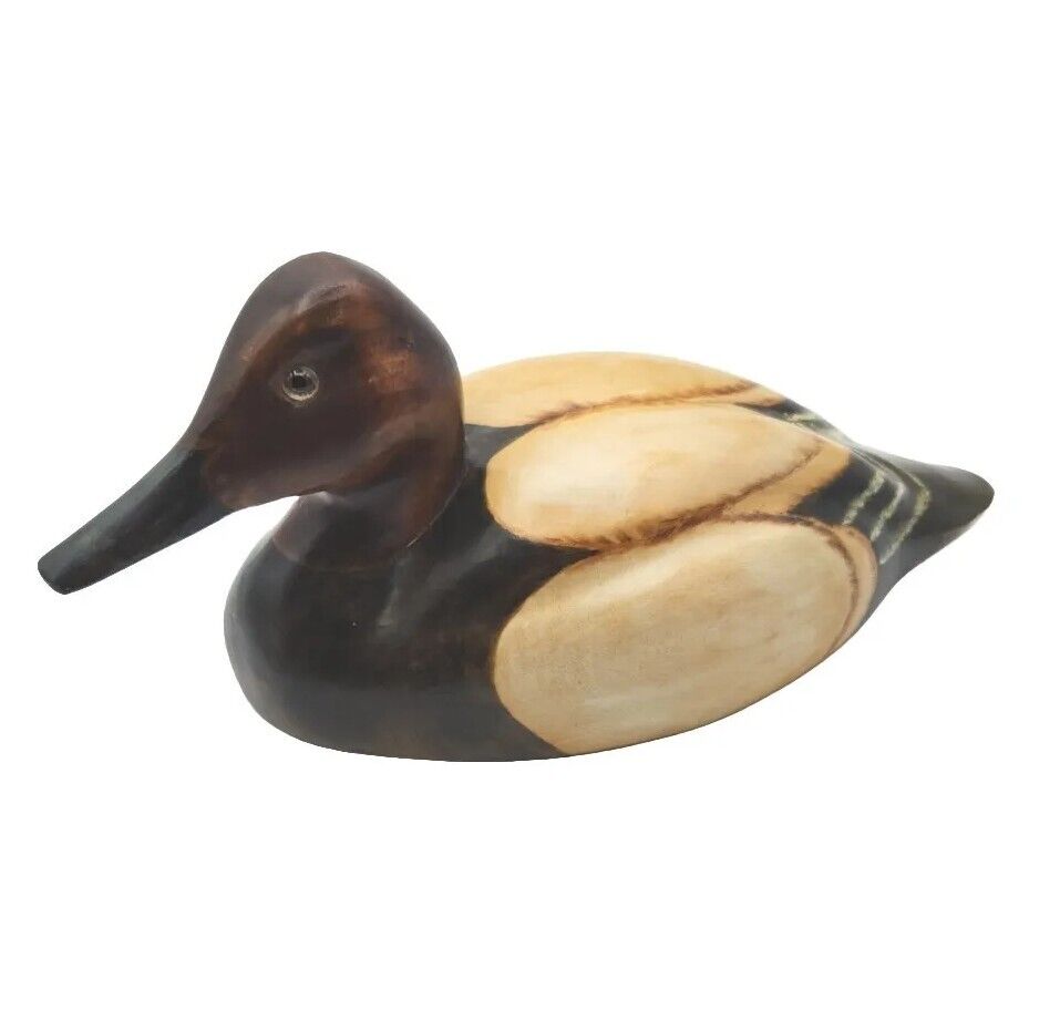 Vintage Canvasback Duck Dot's Dux Hand Painted Carved Wooden Decoy Cabin Decor