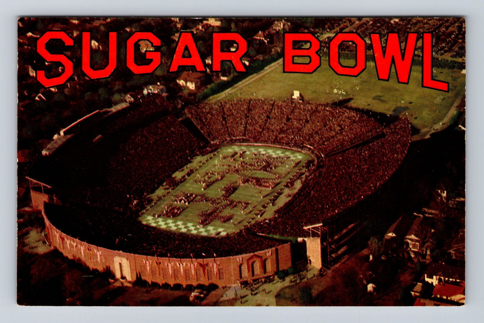 New Orleans LA-Louisiana, Aerial The Sugar Bowl Tulane Stadium Vintage Postcard