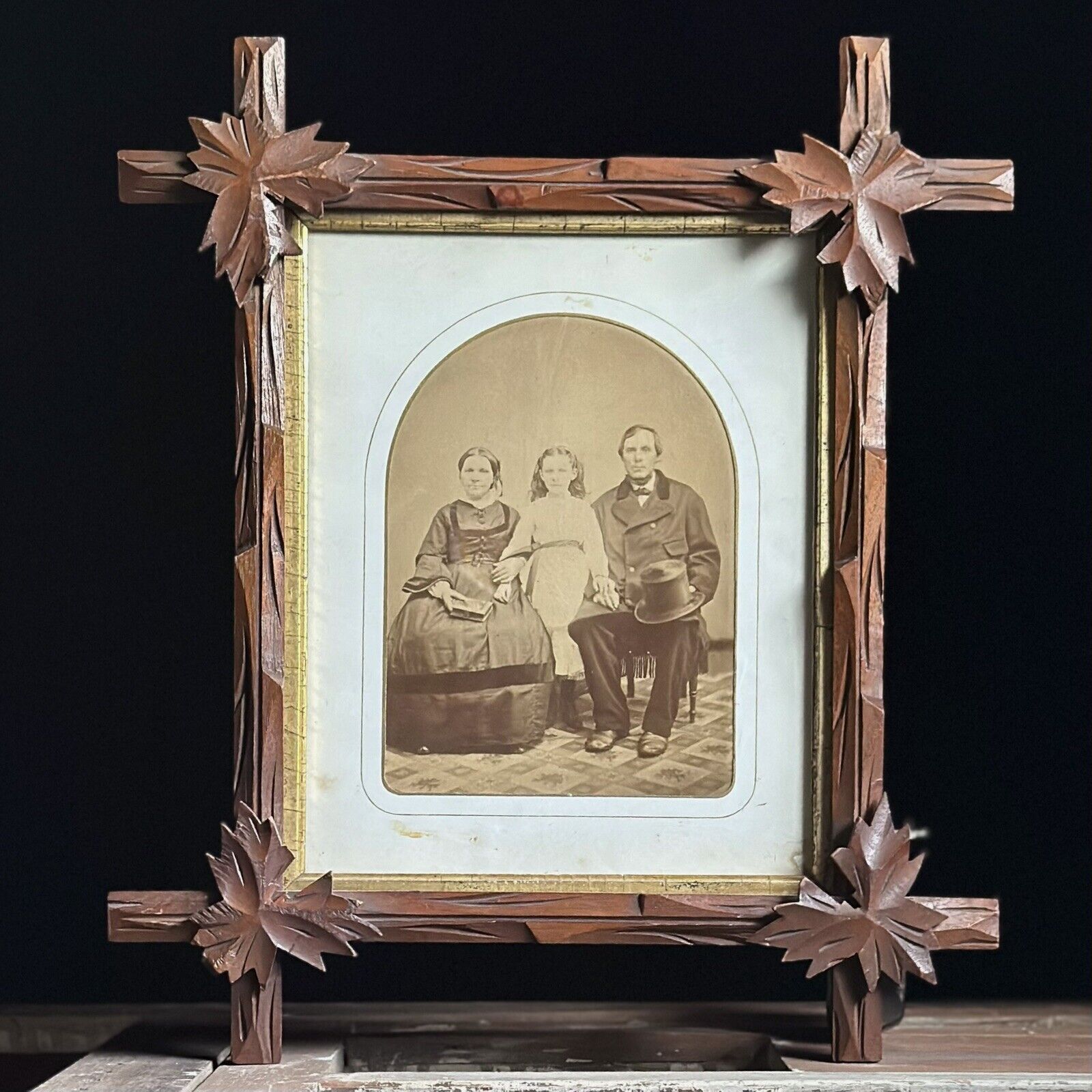 19th Century Family Portrait in Adirondack Frame