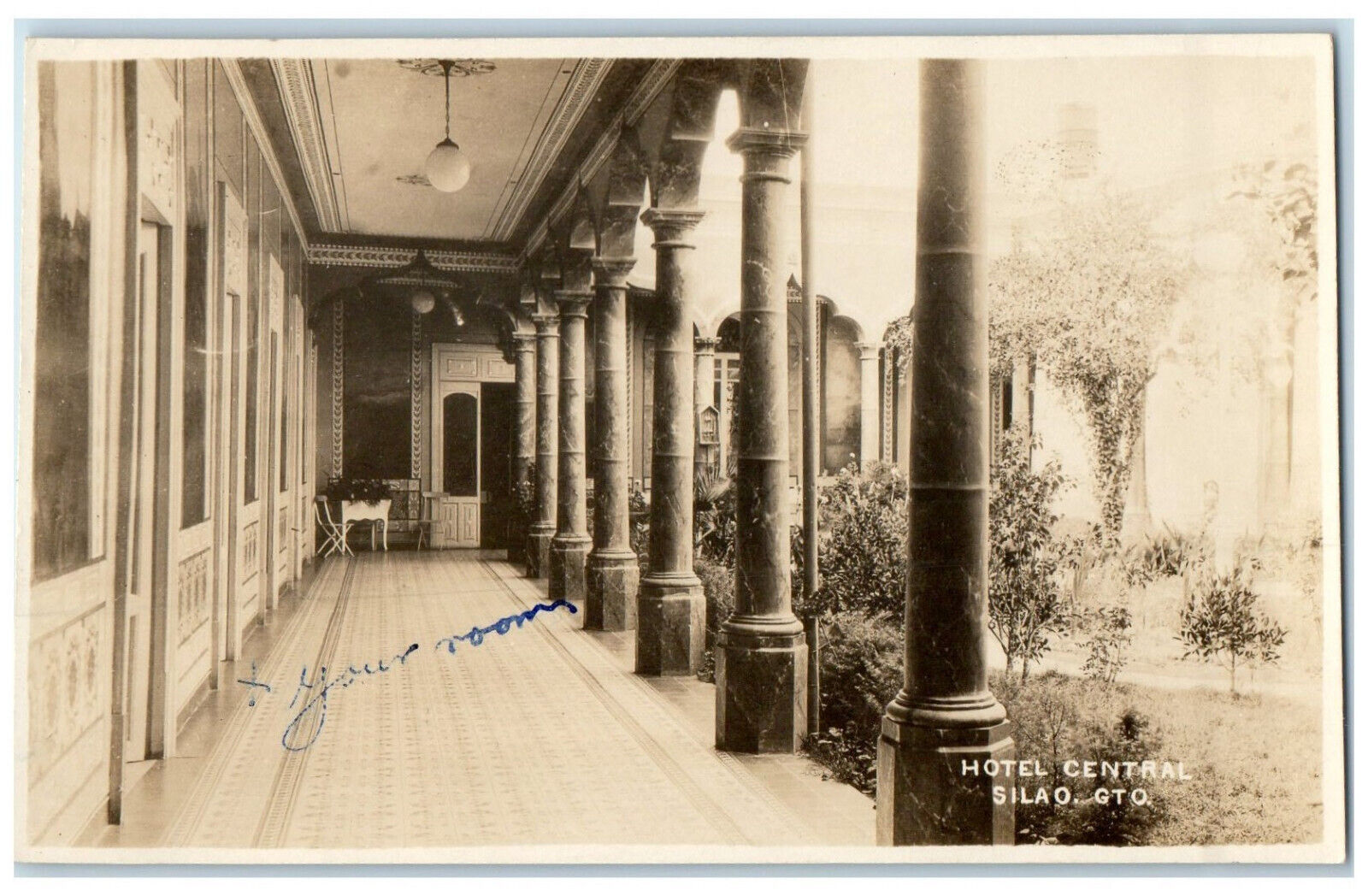 c1940's Hotel Central Silao Guanajuato Hallway Mexico RPPC Photo Postcard