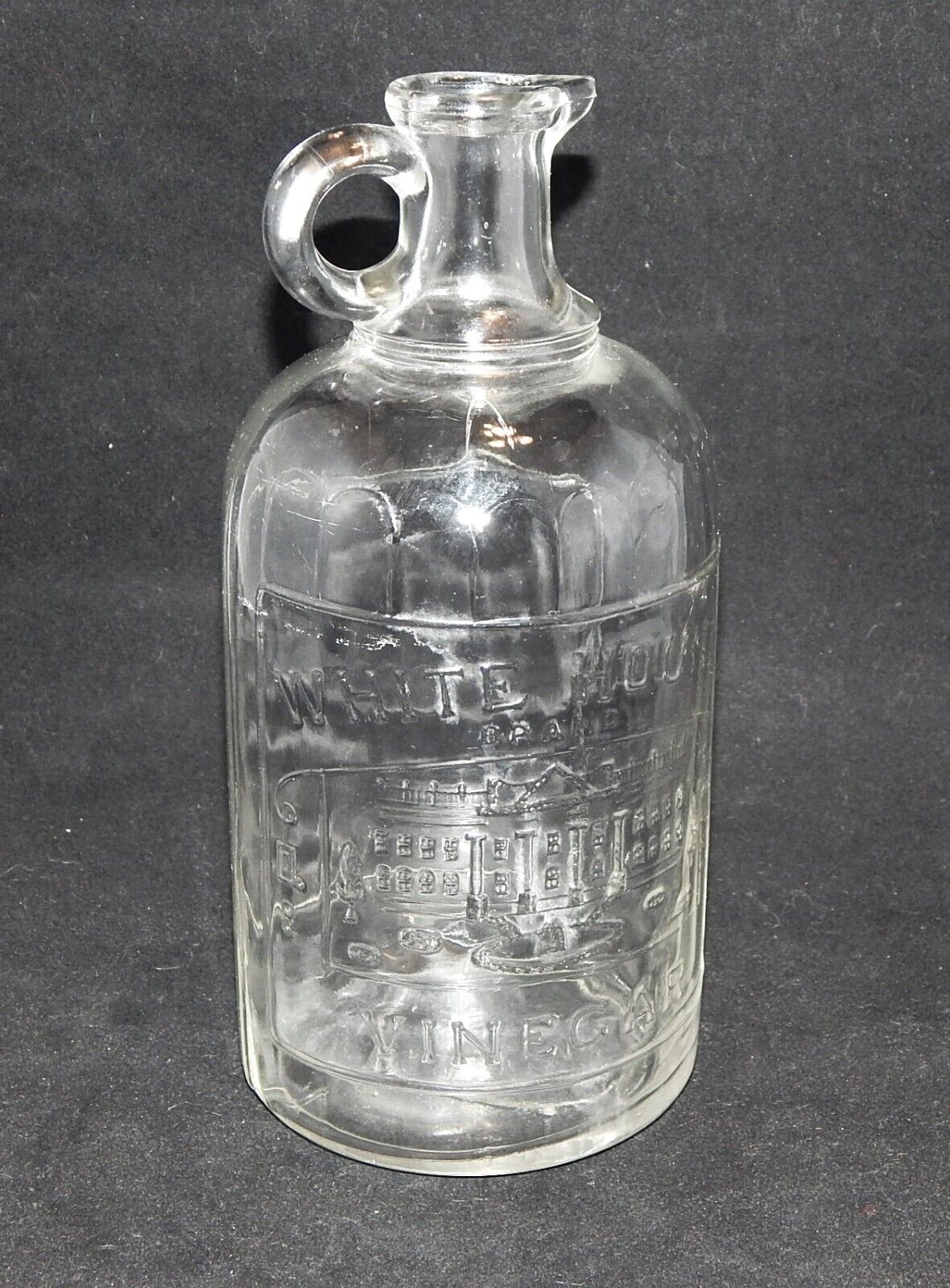 White House Vinegar Medium Jug Bottle Patent March 6 1909 Spout 8 3/8\