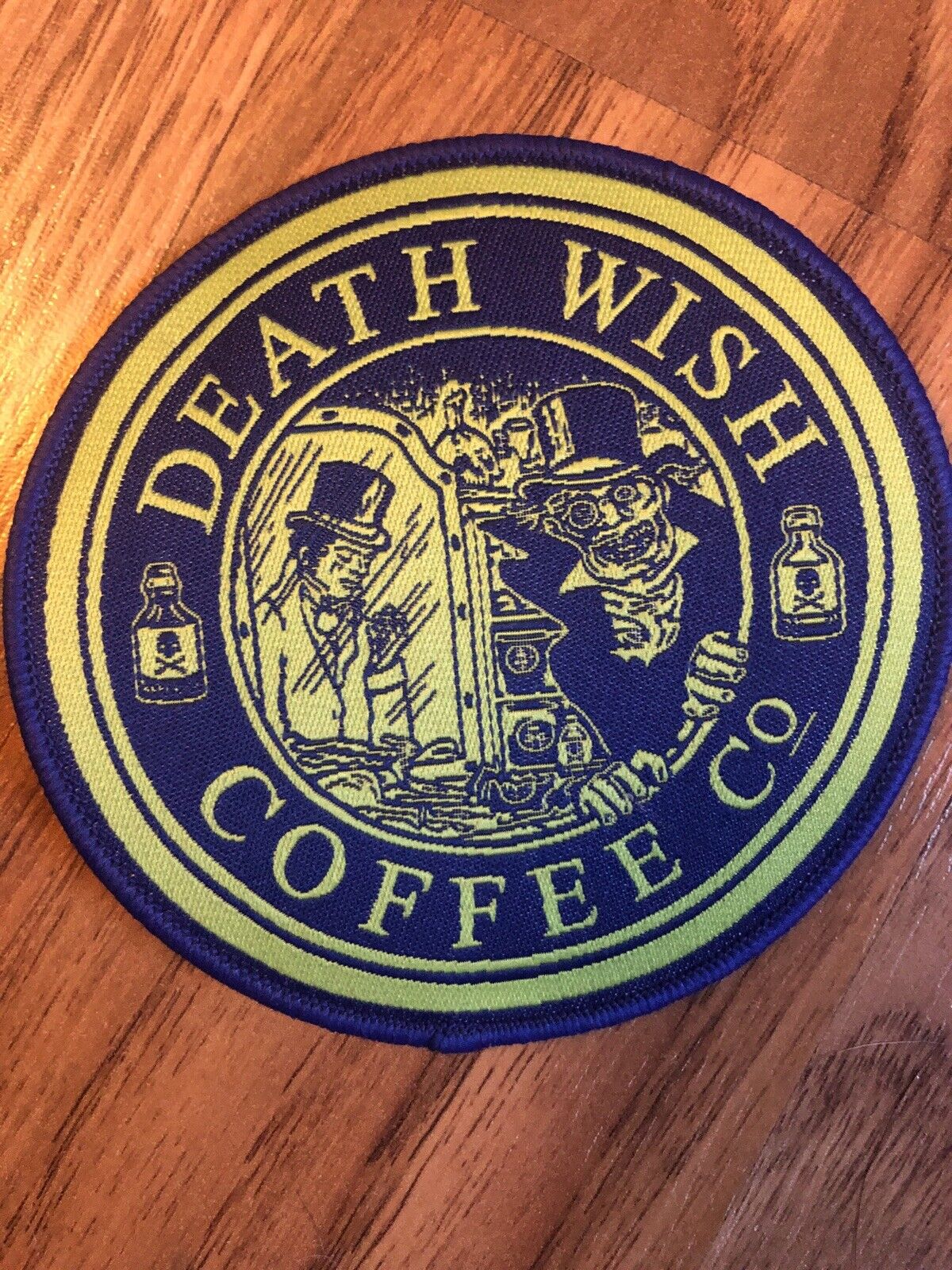 NEW DEATH WISH COFFEE OFFICIAL CLOTH PATCH DR. JEKYLL MR. HYDE HALLOWEEN 3.5