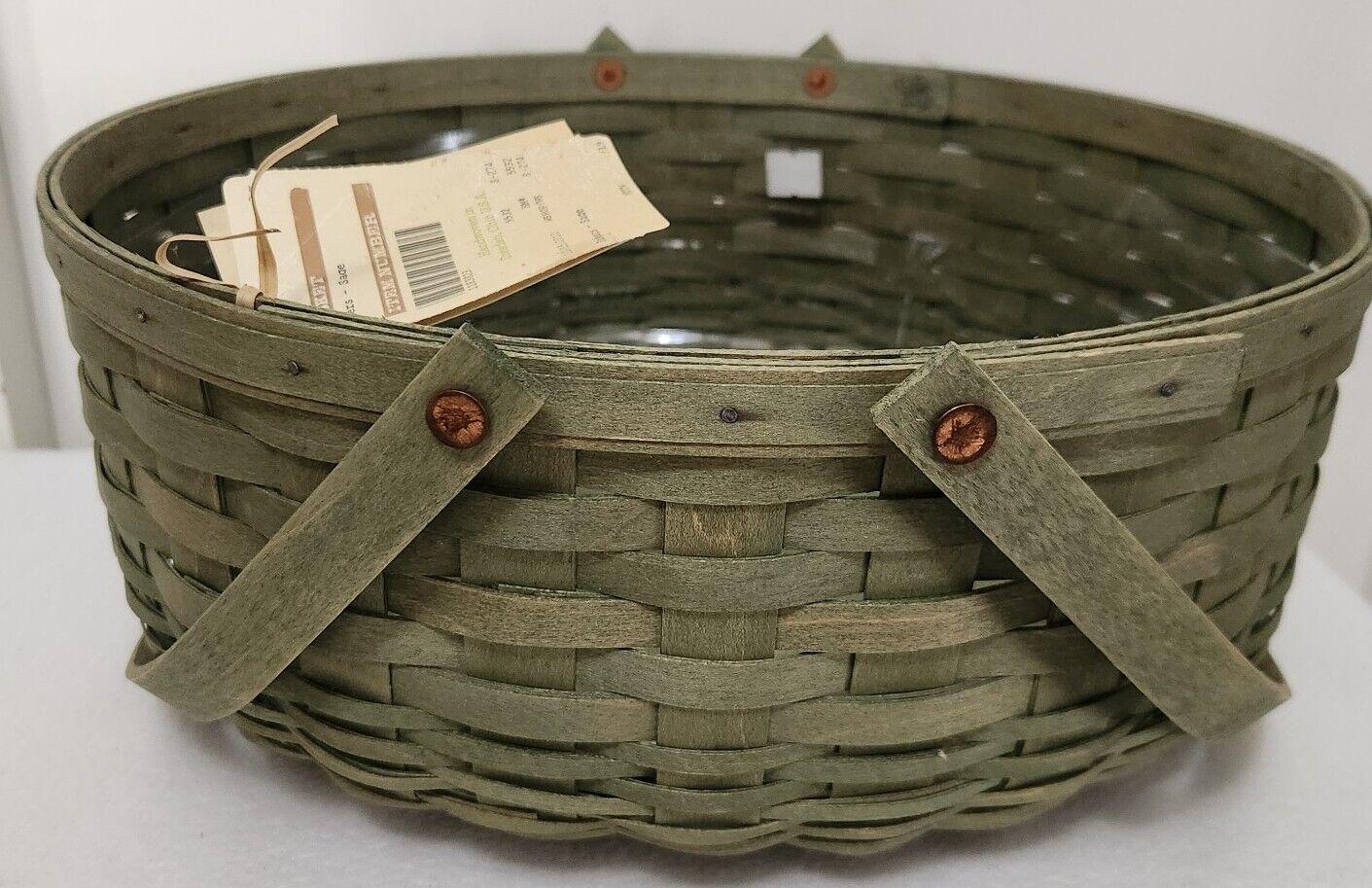 Longaberger 2010 Sage Green Bakers Basket+Non Long. Plastic Protector TAILGATE