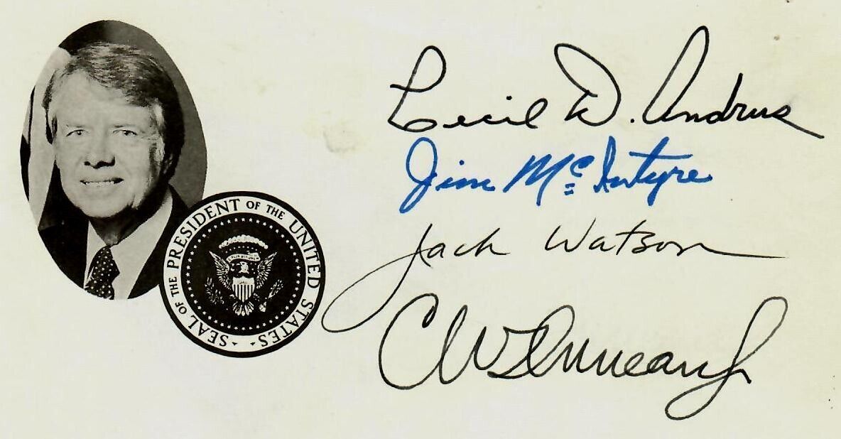 RARE “Jimmy Carter's Advisors”  (X4) Presidential LOGO Envelope Signed