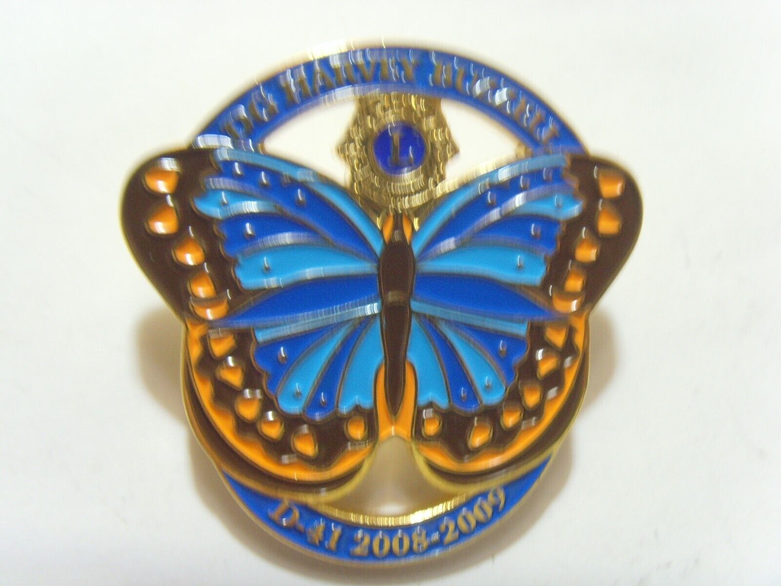 vintg Blue Butterfly Lions Club District Governor Harvey Buzzell 44mm pic fv1800