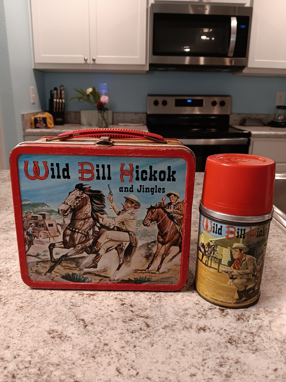 1955 Wild Bill Hickok Lunch Box & Thermos * Vintage * Lunchbox tin kit pail