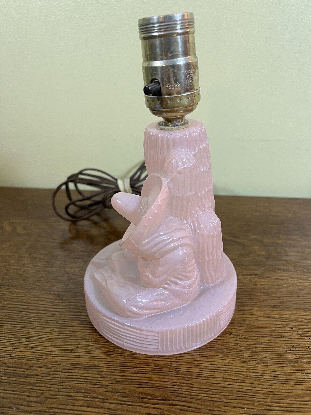 Unusual Vintage Pink Glass Southwestern Man Cactus Lamp MCM Unsigned