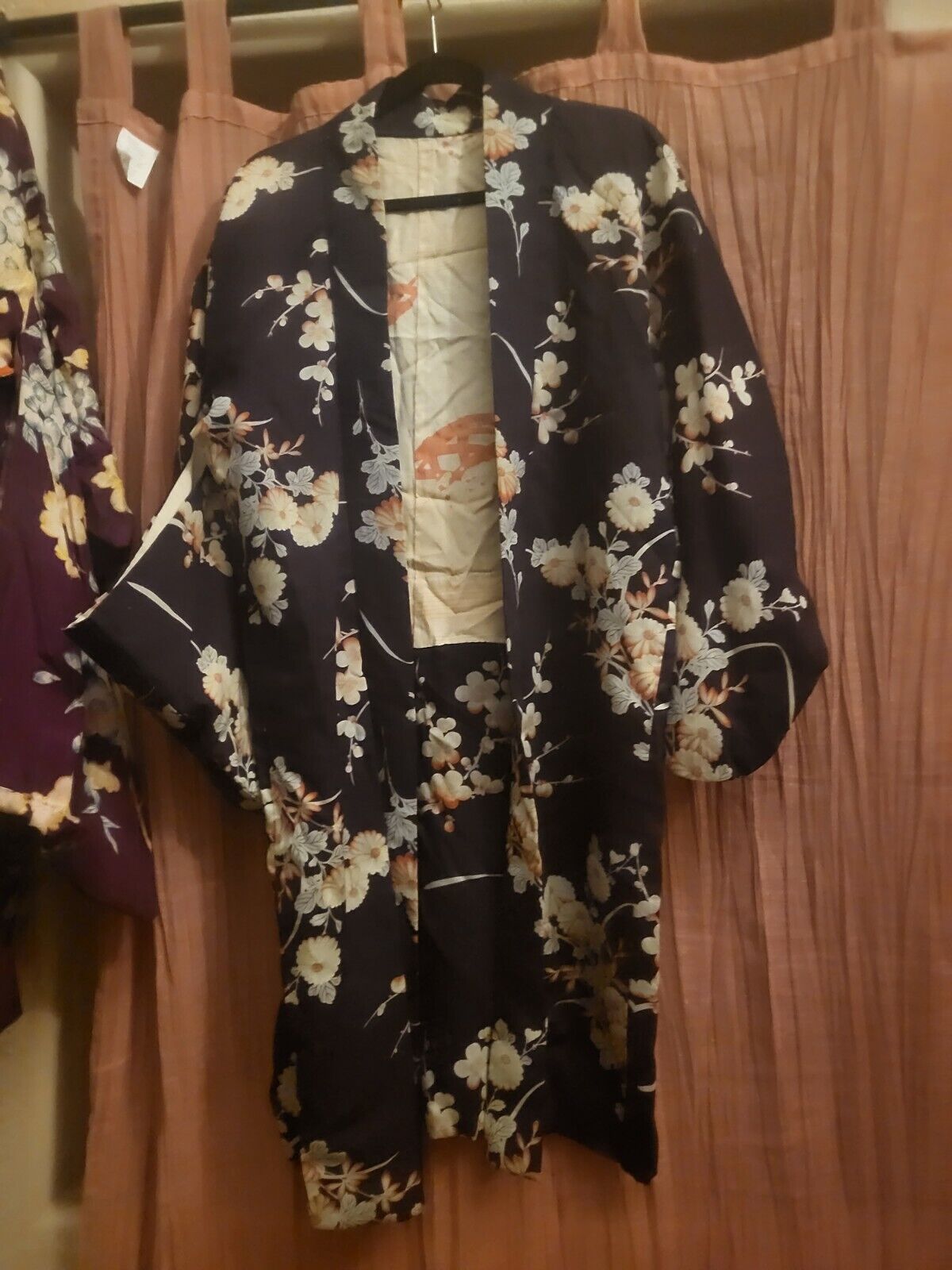 Authentic VTG Heavy Silk Kimono Japanese Robe.  Traditional Real Antique
