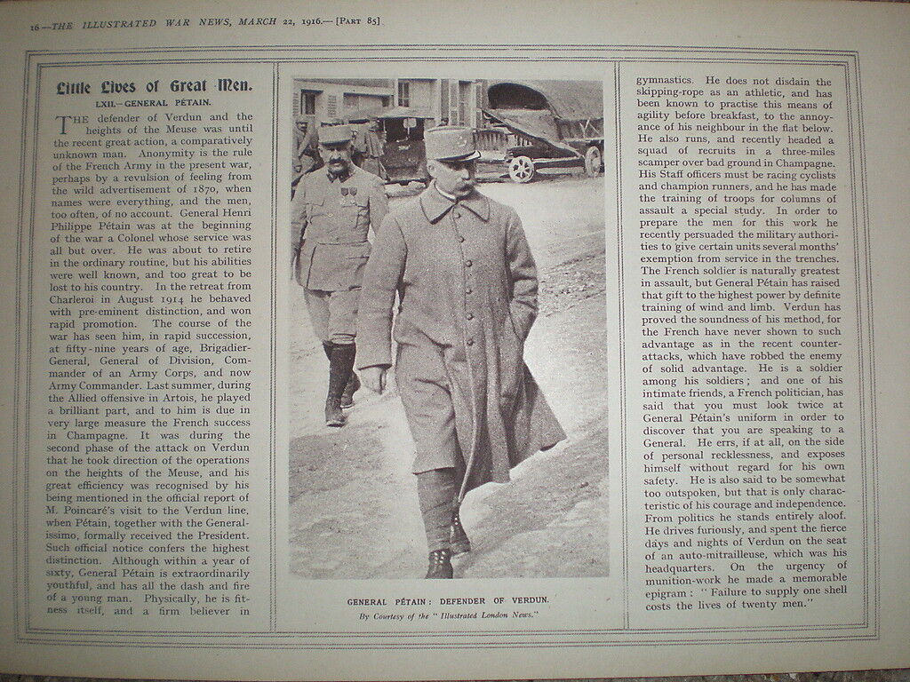 Photo article France Marshal Philippe Pétain 1916