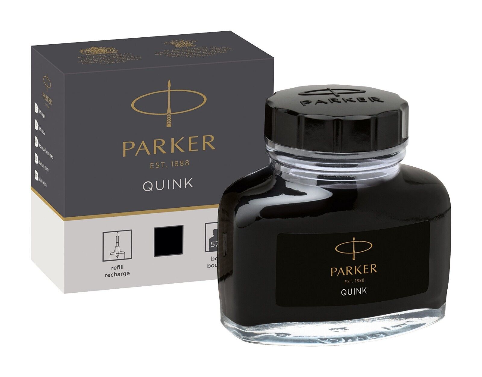 Parker Quink Fountain Pen Ink (Black) Bottle 30ml High-Quality Writing 