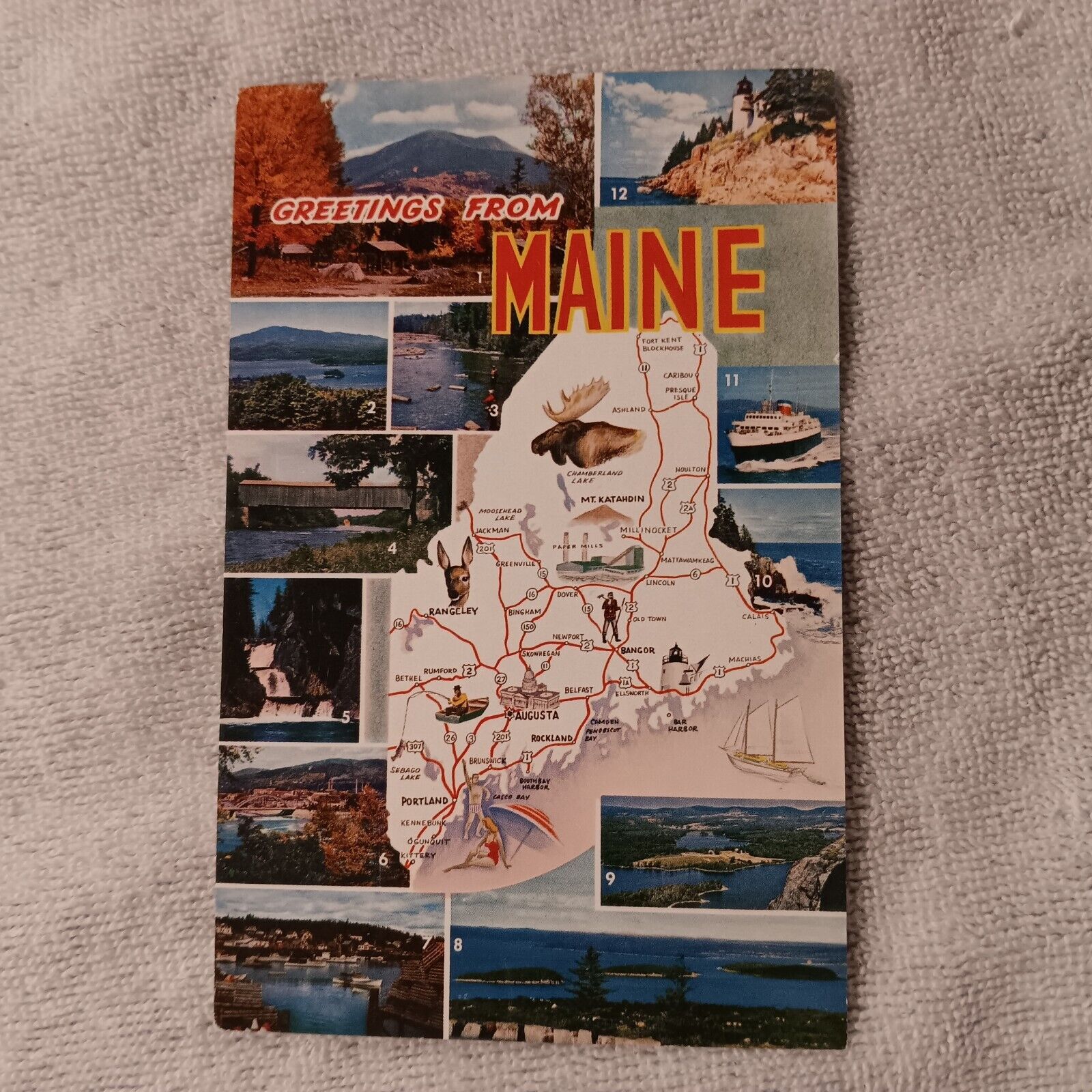 Greetings From Maine Vintage Postcard
