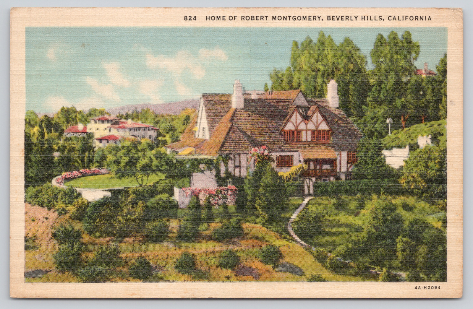 Postcard Beverly Hills, California, Home of Robert Montgomery 1931 A591
