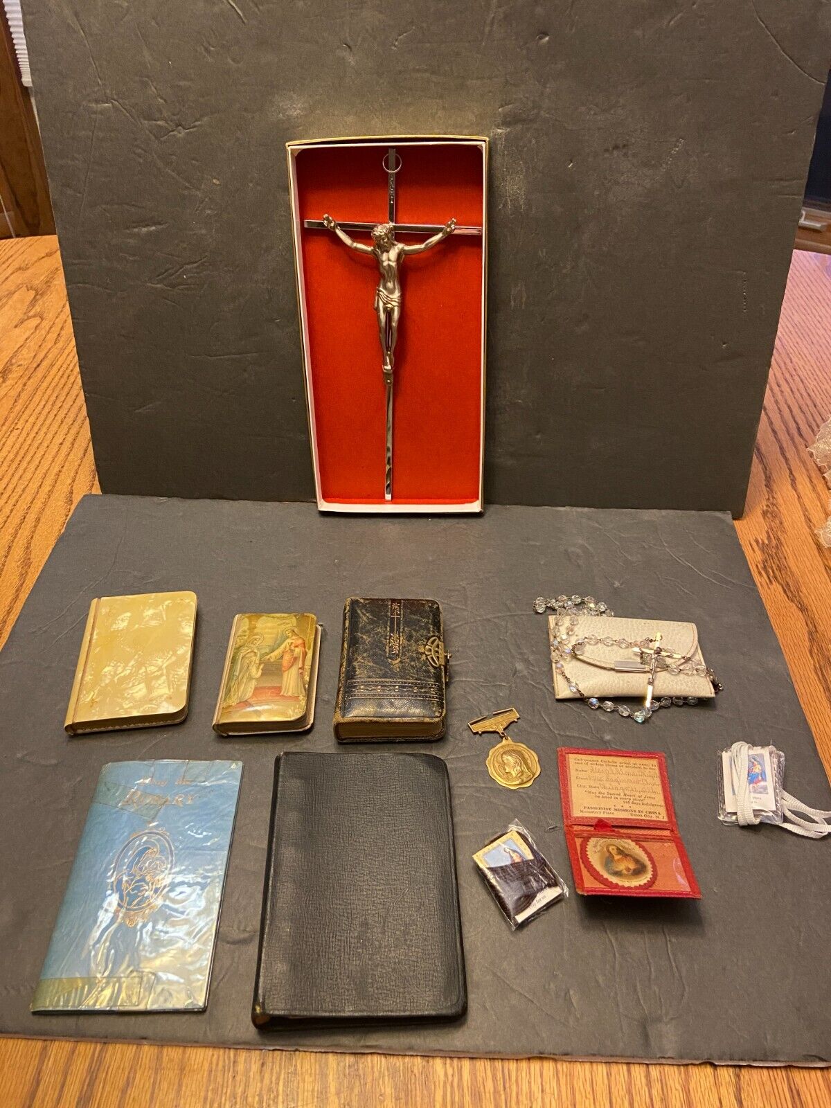Vintage Lot Catholic Cross Rosaries Jesus Books Medal See pics