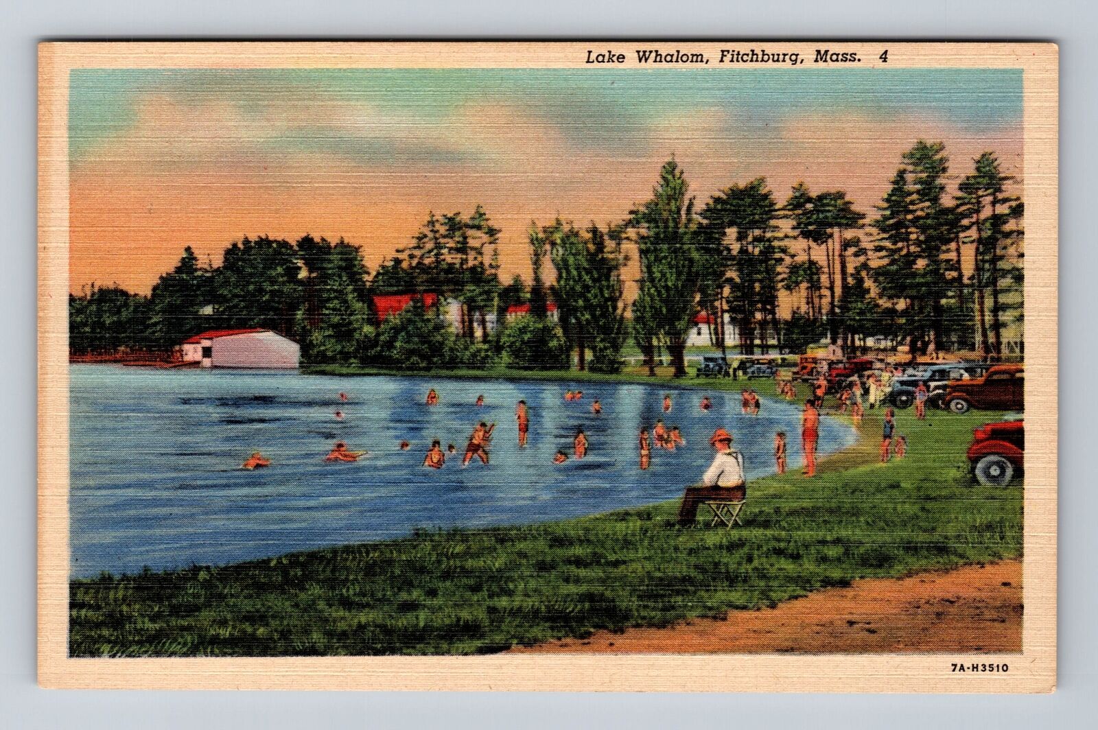 Fitchburg MA-Massachusetts, Scenic View Lake Whalom, Antique Vintage Postcard