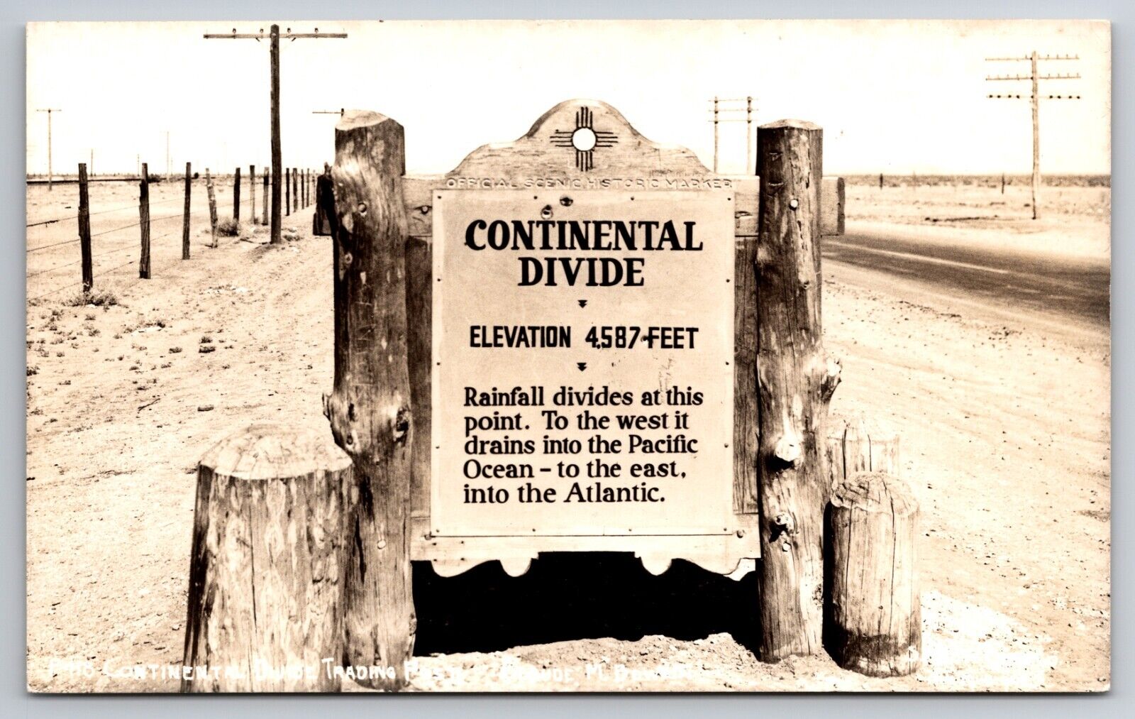 Continental Divide Marker Gage Deming Lordsburg New Mexico 1947 Real Photo RPPC