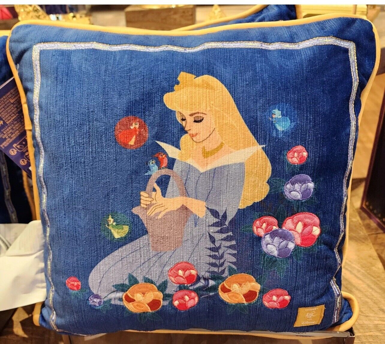 2024 Disney Parks Ashley Taylor Sleeping Beauty Collection Pink Blue Pillow New