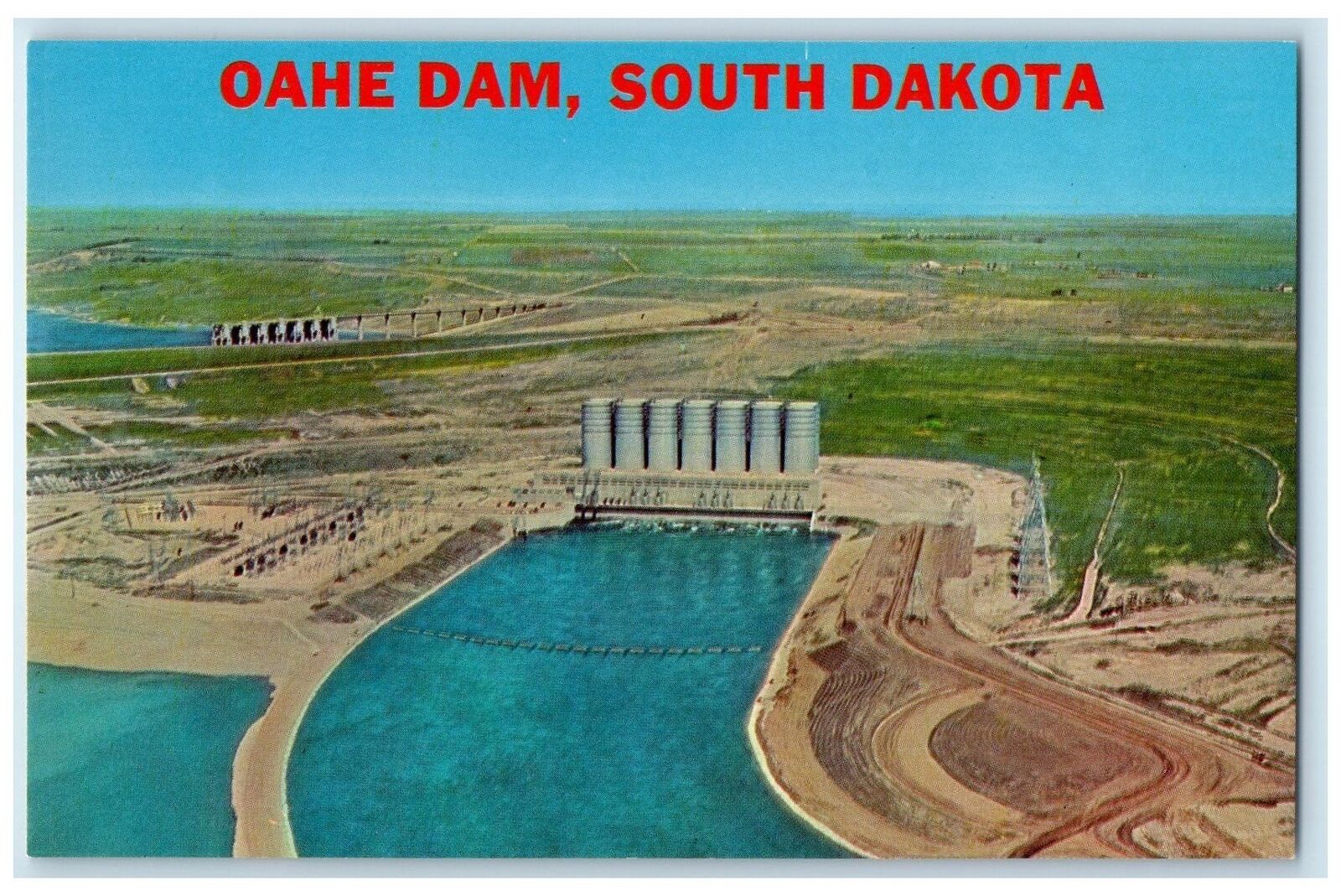 c1960s Fort Randall Dam And Panoramic View Of Dam Pickstown SD Unposted Postcard