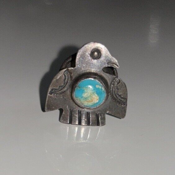 Vintage Navajo Old Pawn Sterling Silver Turquoise Cufflink Fred Harvey Era