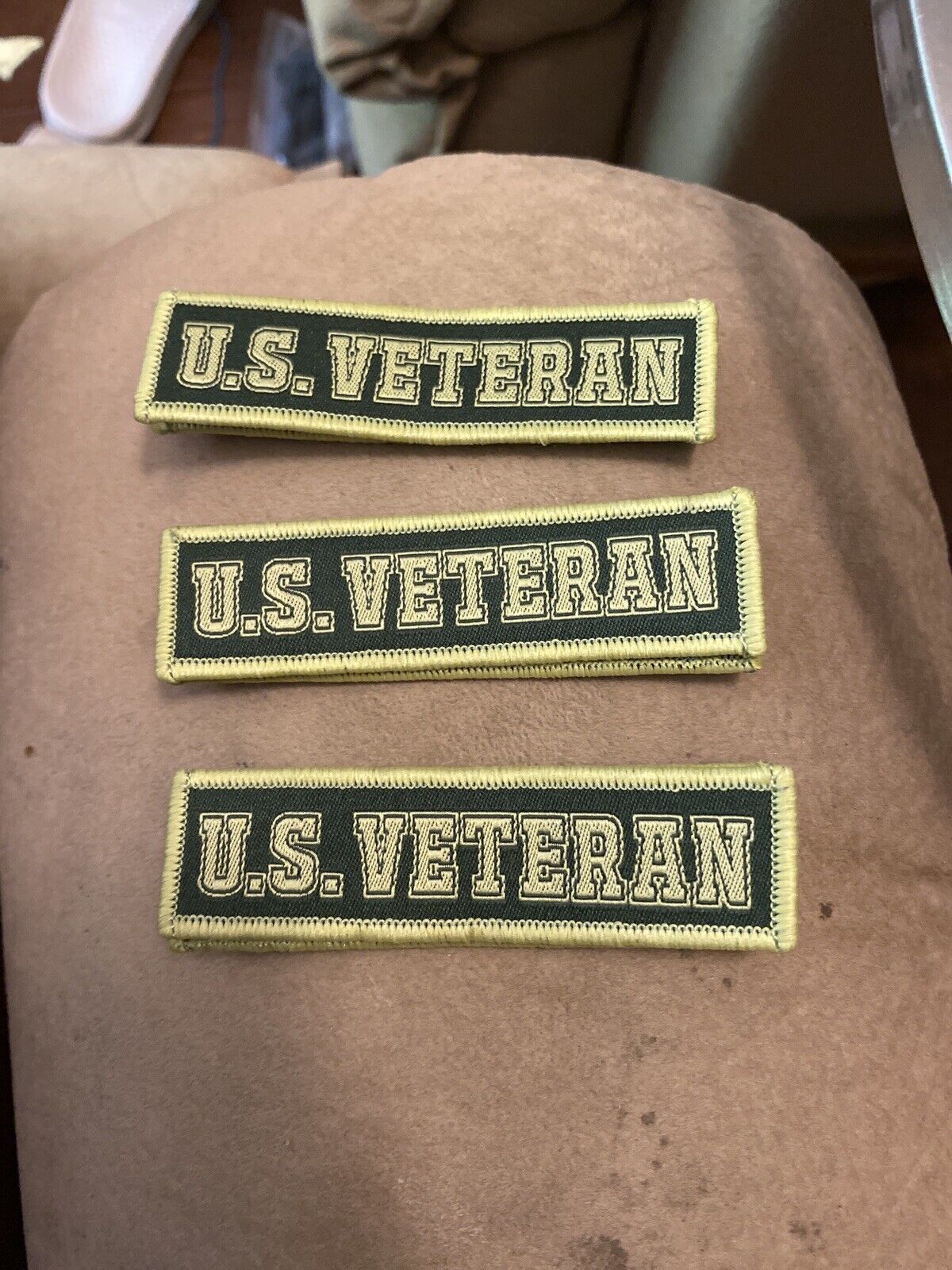 3 Pack U.S. Veteran Tactical Hook & Loop Fully Embroidered Morale Tag Patch 1x4