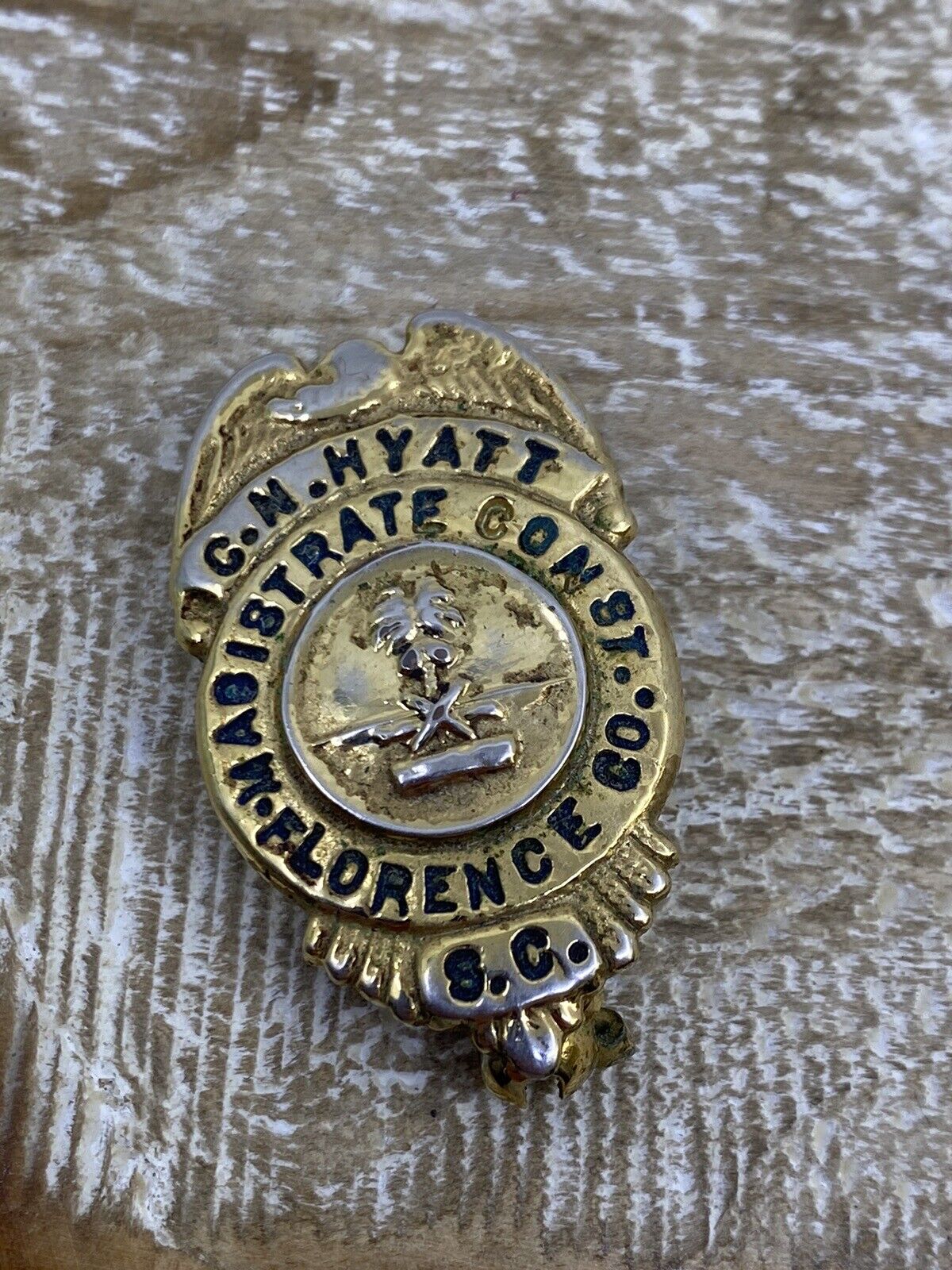 Vintage Magistrate Constable Pin Florence County, SC South Carolina Named