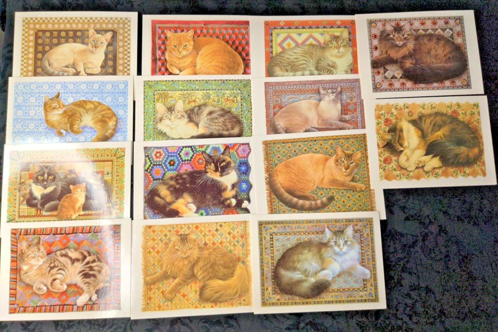 NOS 1989 Lot of 15 Lesley Anne Ivory Cats Kittens Quilts Quilting Postcards Book