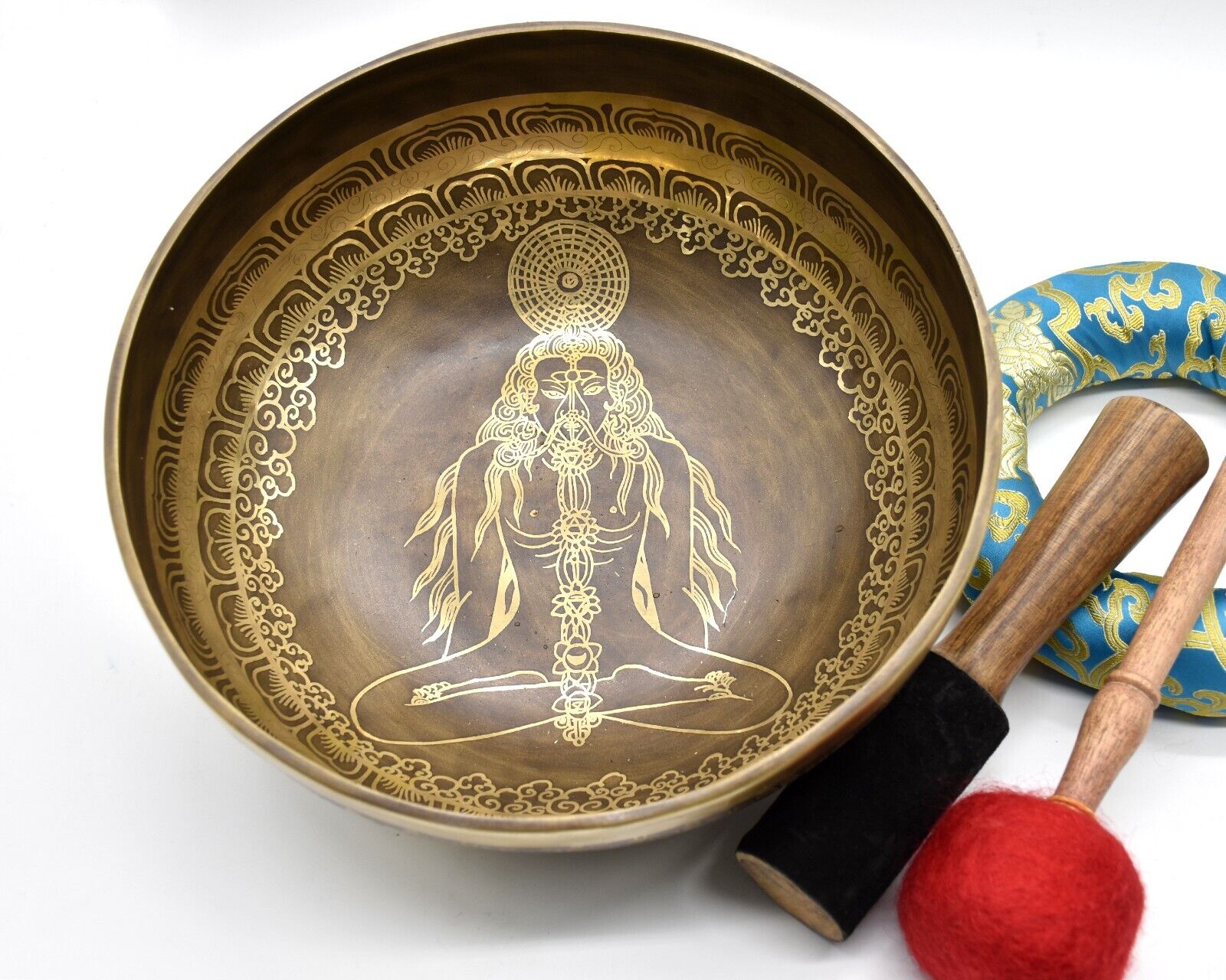 10 inches yogi singing bowls - Tibetan Mantra carved healing meditation bowls