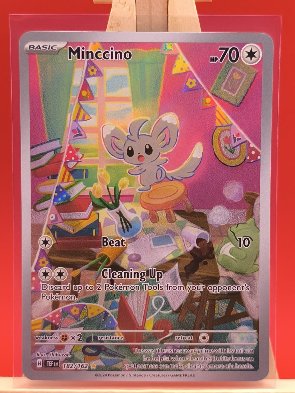 Minccino 182/162 Temporal Forces Illustration Full Art Holo Pokemon Card * New *