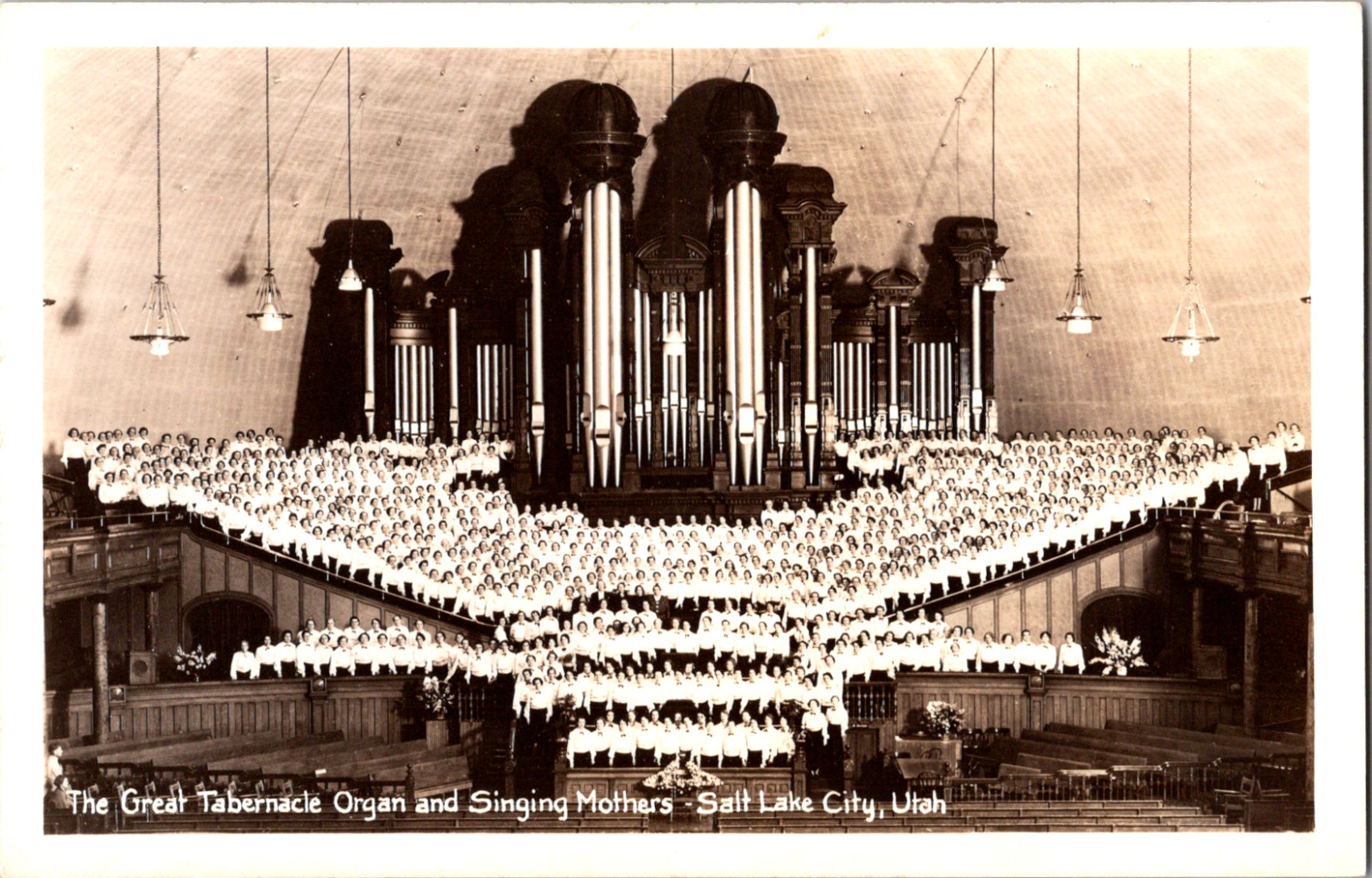 Vintage RPPC Great Tabernacle Organ Singing Mothers Salt Lake City Utah Postcard