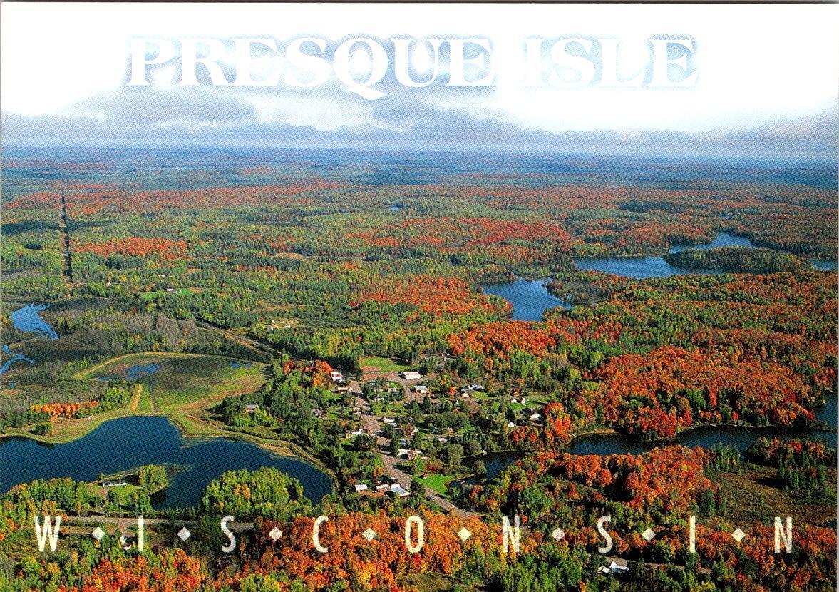 Presque Isle WI Wisconsin TOWN & HOMES Bird's Eye View VILAS COUNTY 4X6 Postcard