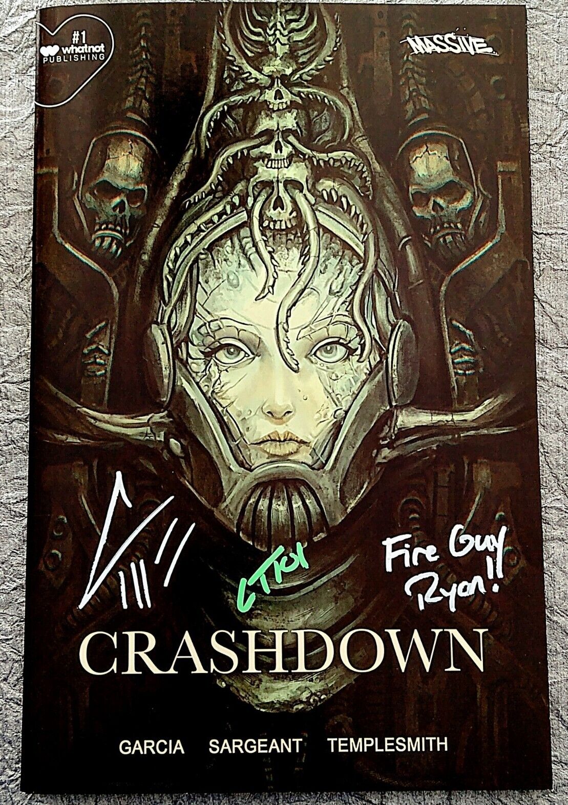Crashdown #1 Dr. Flaw Exclusive Geiger Homage 3x Signed W/COA NM/M 100 Printed