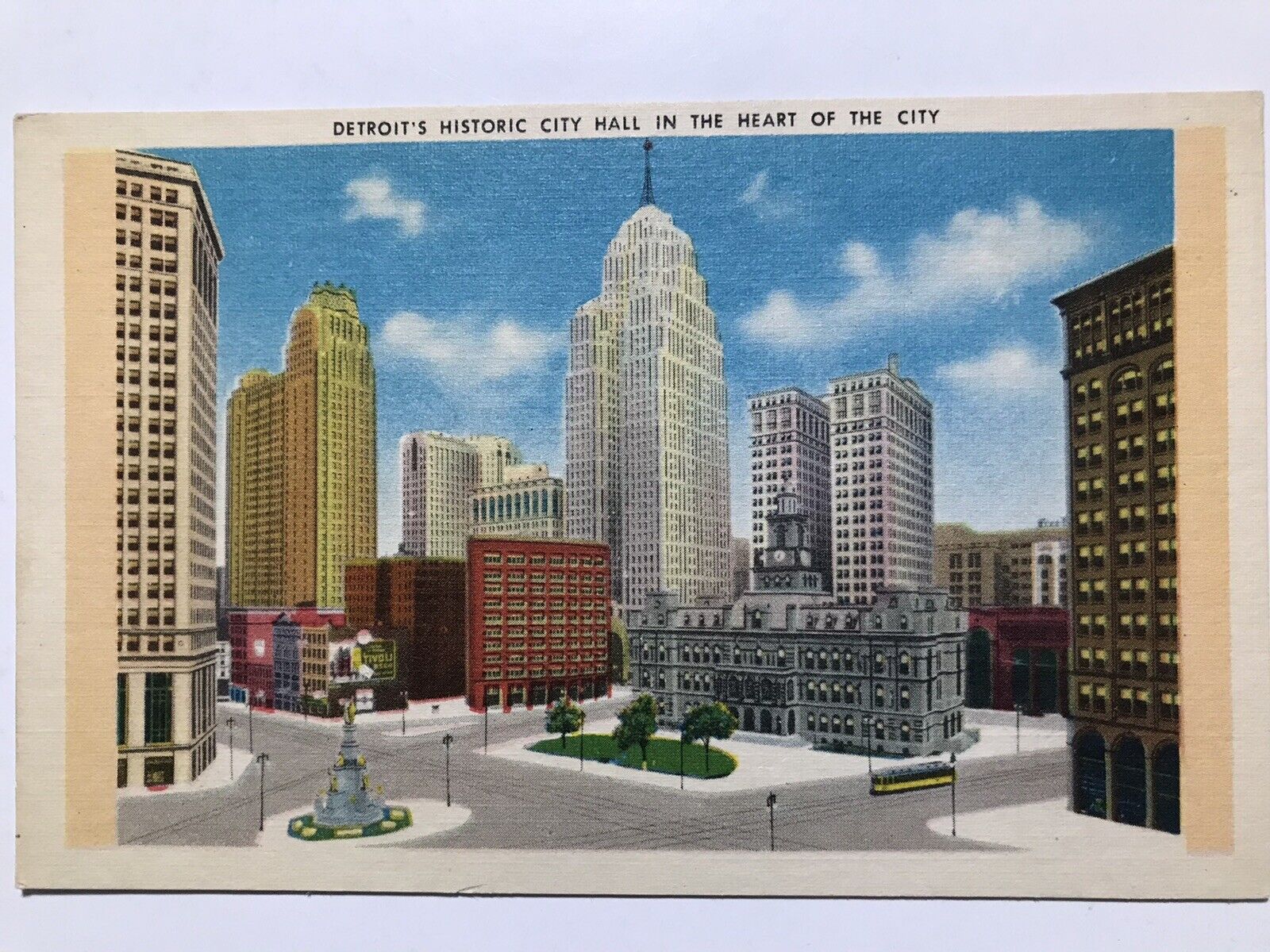 1940 Detroit’s Historic City Hall In The Heart Of The City Postcard
