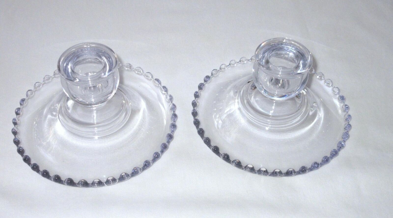 Pair Candlewick Viennese Blue by Imperial Glass Ohio 1937-1940 Candle Holders