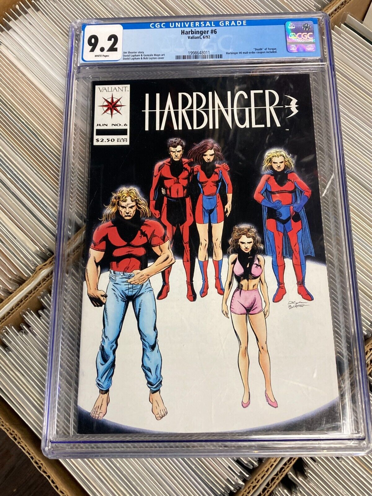 Harbinger #6 Valiant Comics 1992 CGC 9.2 Damaged case
