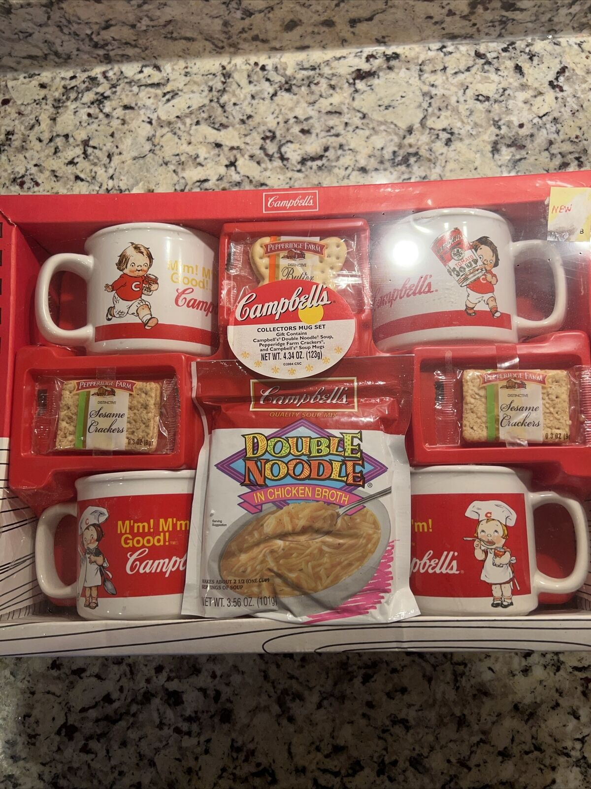 Vintage 2004 Campbell  Collector Mug Set Of 4 Soup Mugs, Soup, Crackers  New